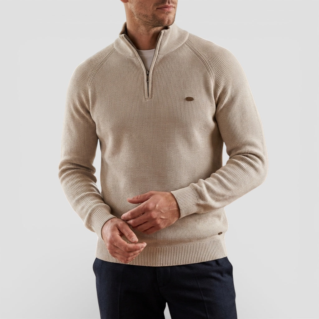 Evermont | Men’s Cotton Zip Sweater Classic Knit Relaxed Fit