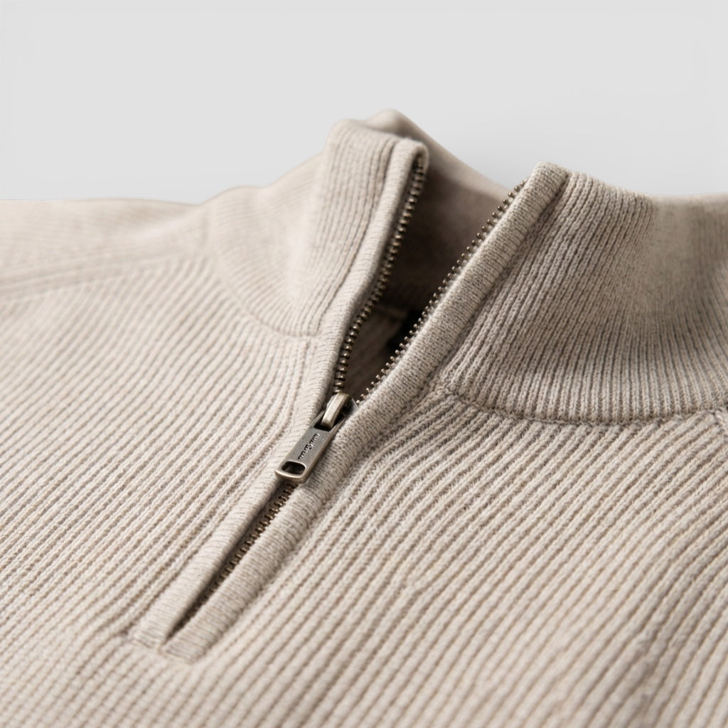 Evermont | Men’s Cotton Zip Sweater Classic Knit Comfort Fit