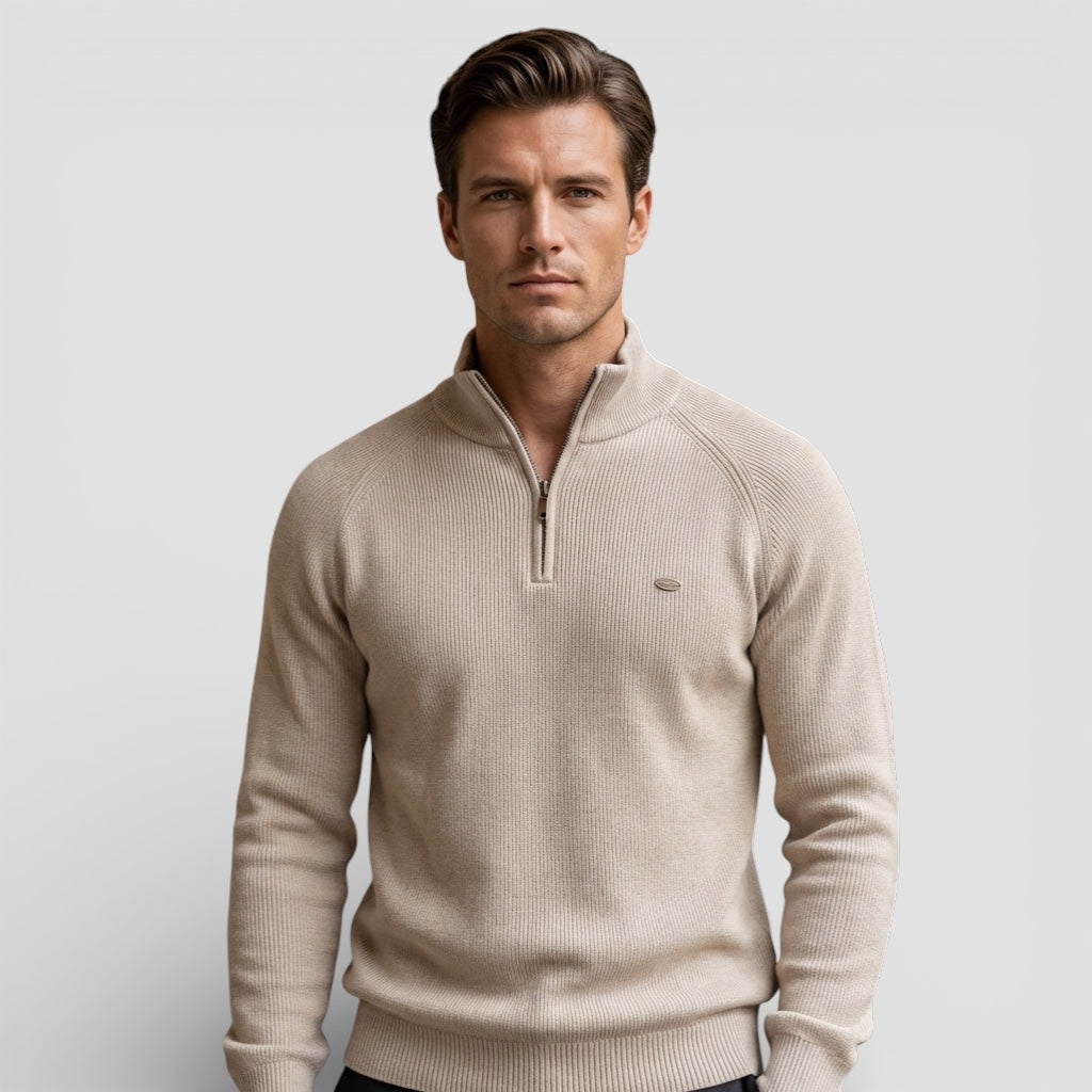 Evermont | Men’s Cotton Zip Sweater Classic Knit Comfort Fit