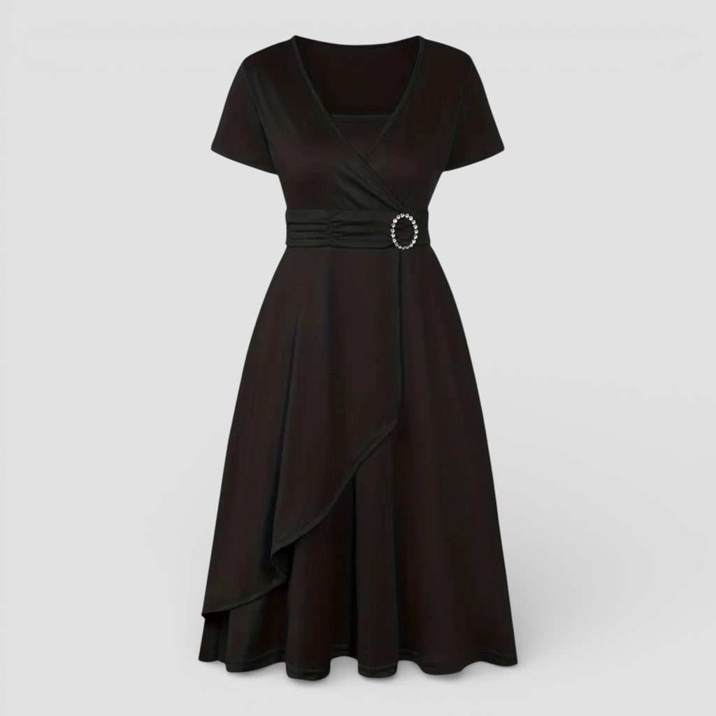 Evermont | Sculpted Tie Waist V-Neck Dress