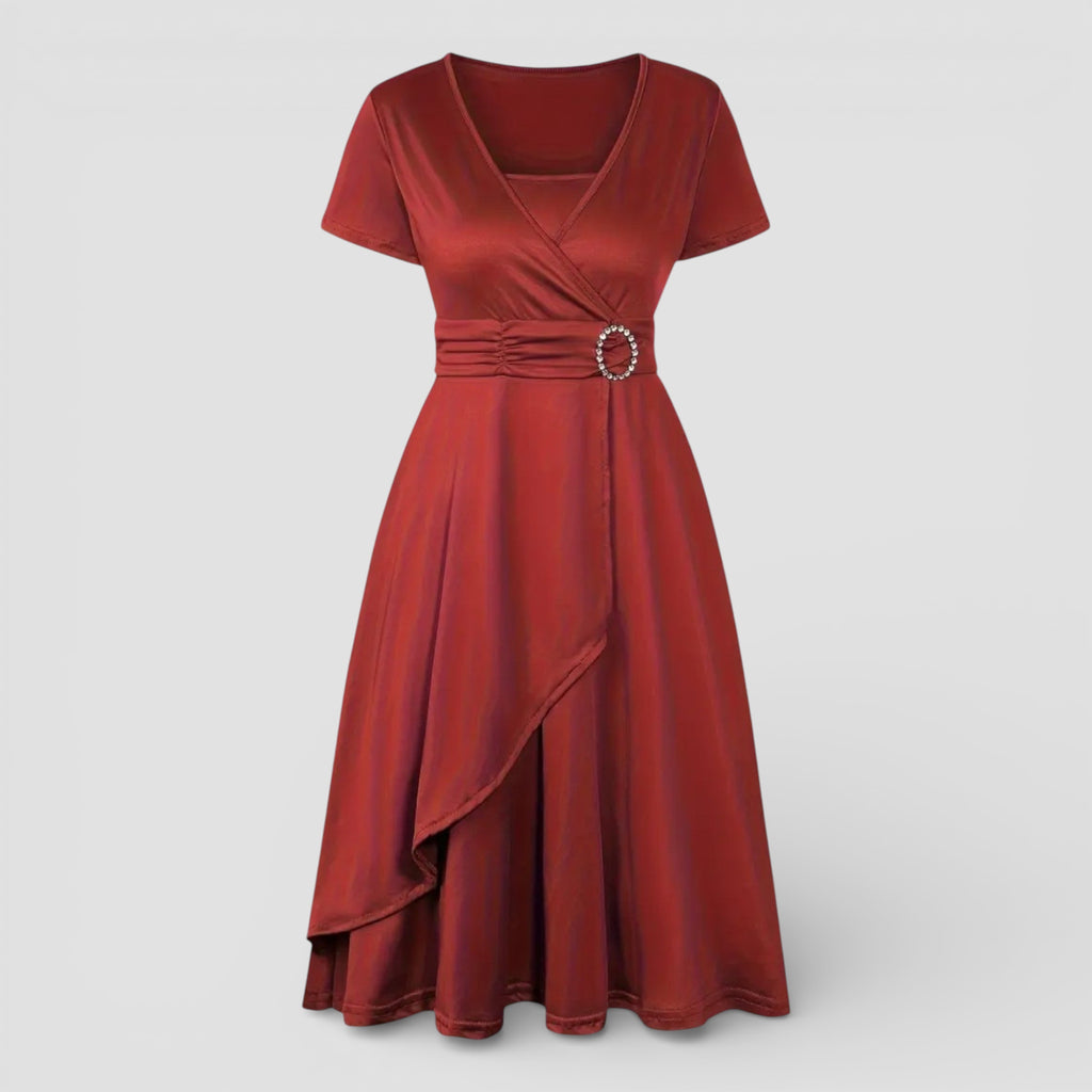 Evermont | Sculpted Tie Waist V-Neck Dress