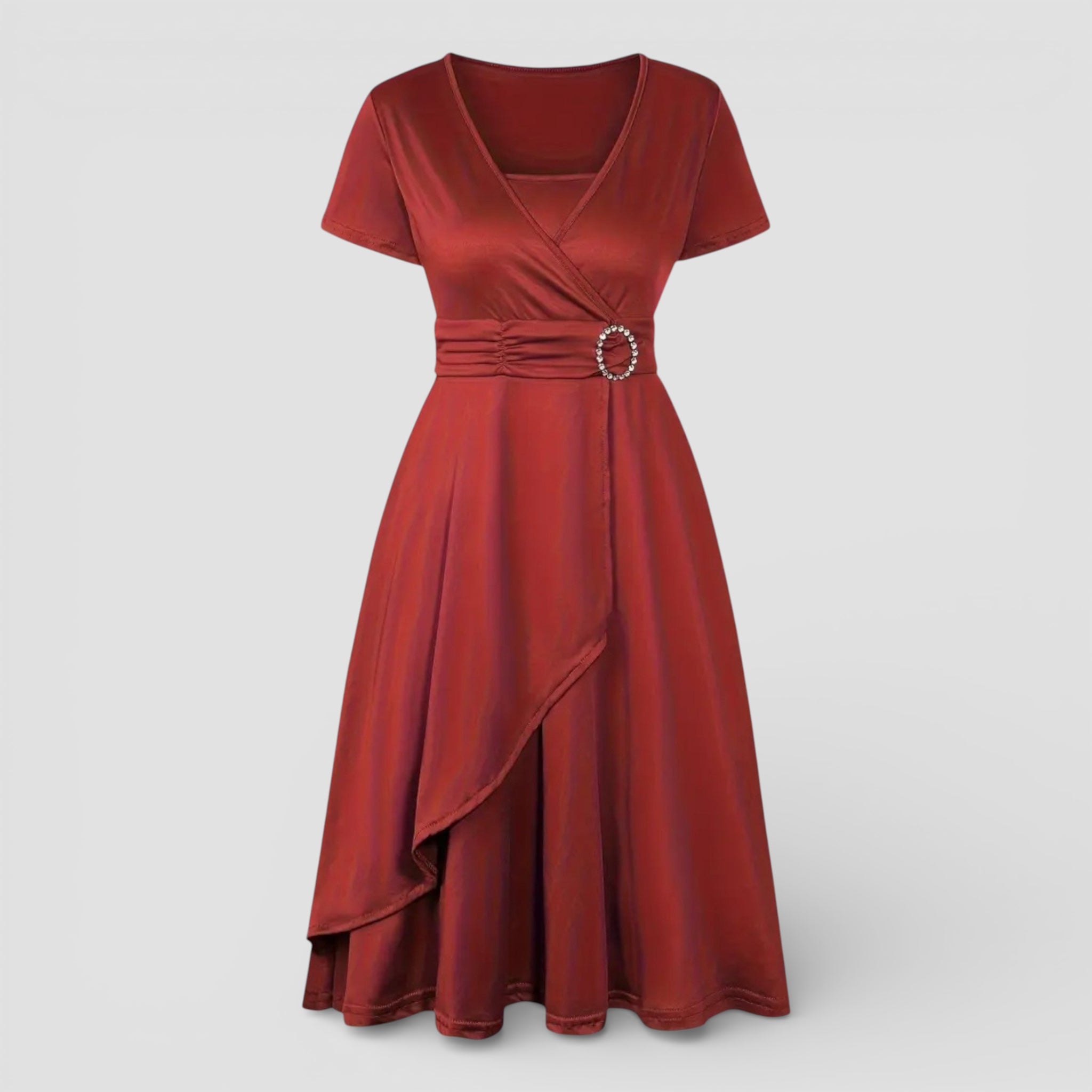 Evermont | Sculpted Tie Waist V-Neck Dress
