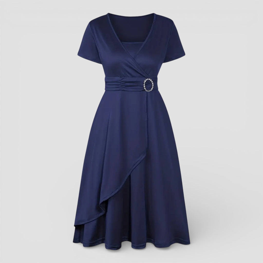 Evermont | Sculpted Tie Waist V-Neck Dress