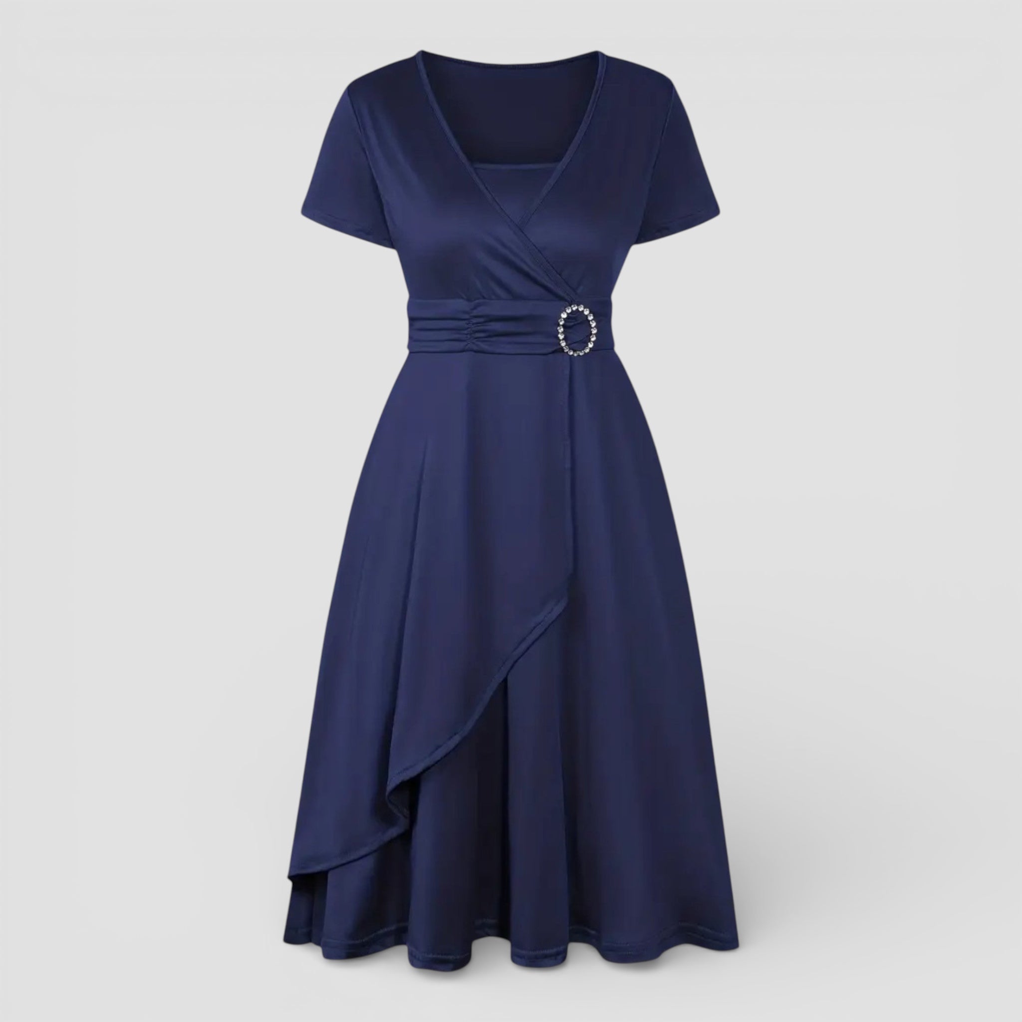 Evermont | Sculpted Tie Waist V-Neck Dress