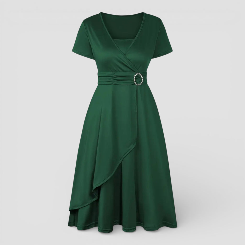 Evermont | Sculpted Tie Waist V-Neck Dress
