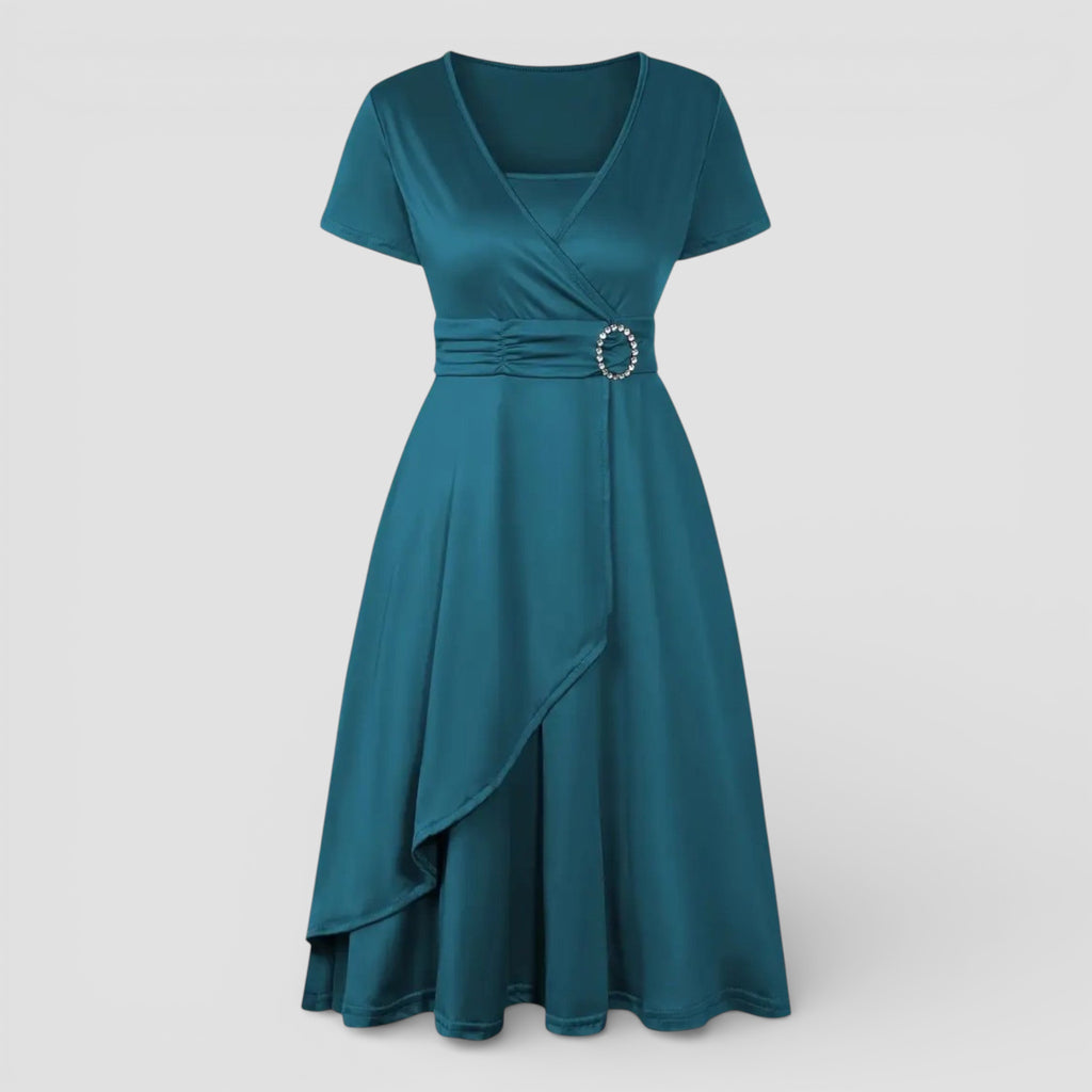 Evermont | Sculpted Tie Waist V-Neck Dress