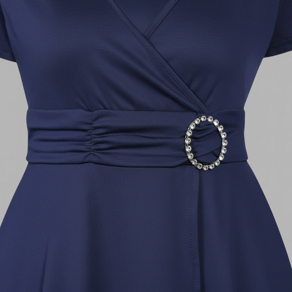 Evermont | Sculpted Tie Waist V-Neck Dress