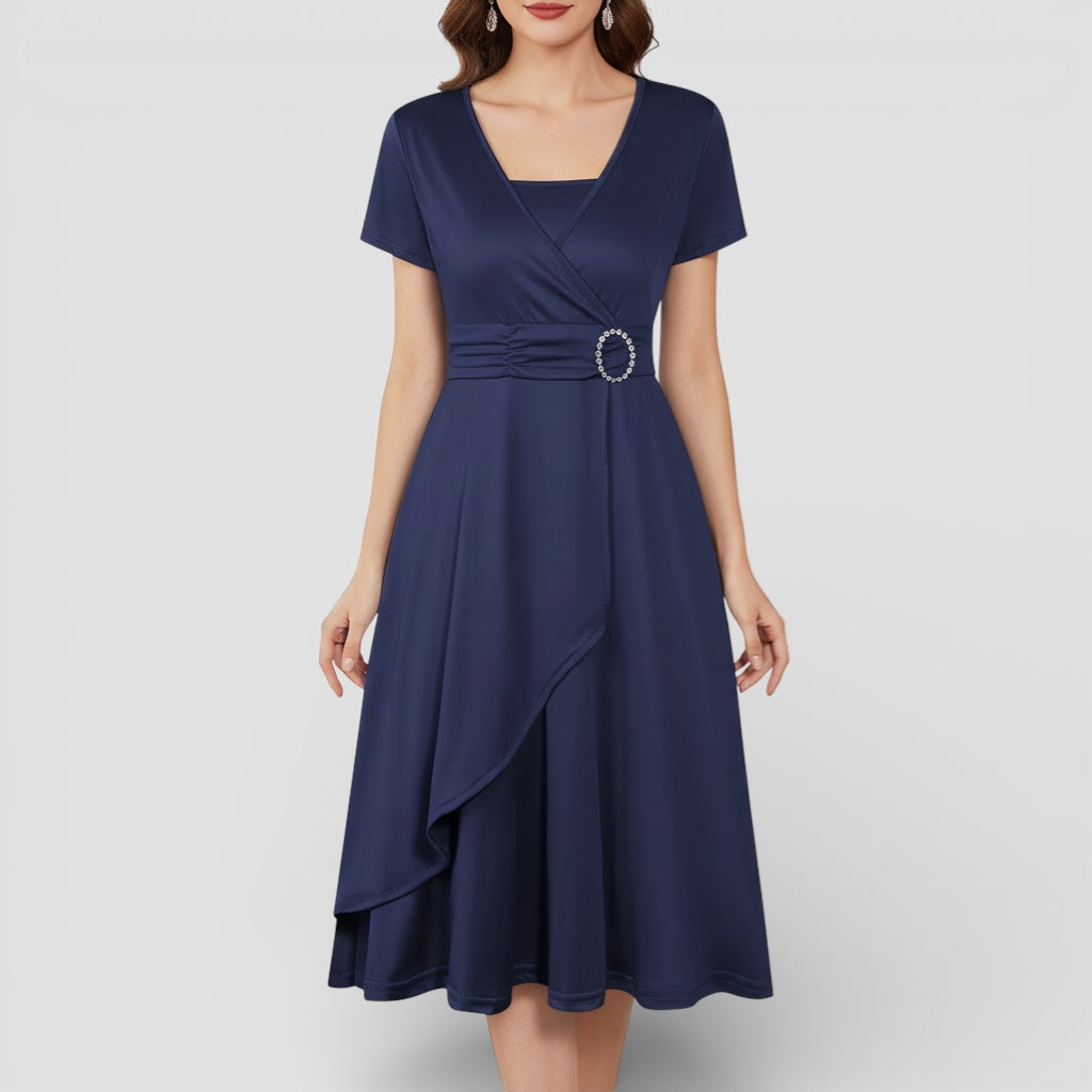 Evermont | Sculpted Tie Waist V-Neck Dress