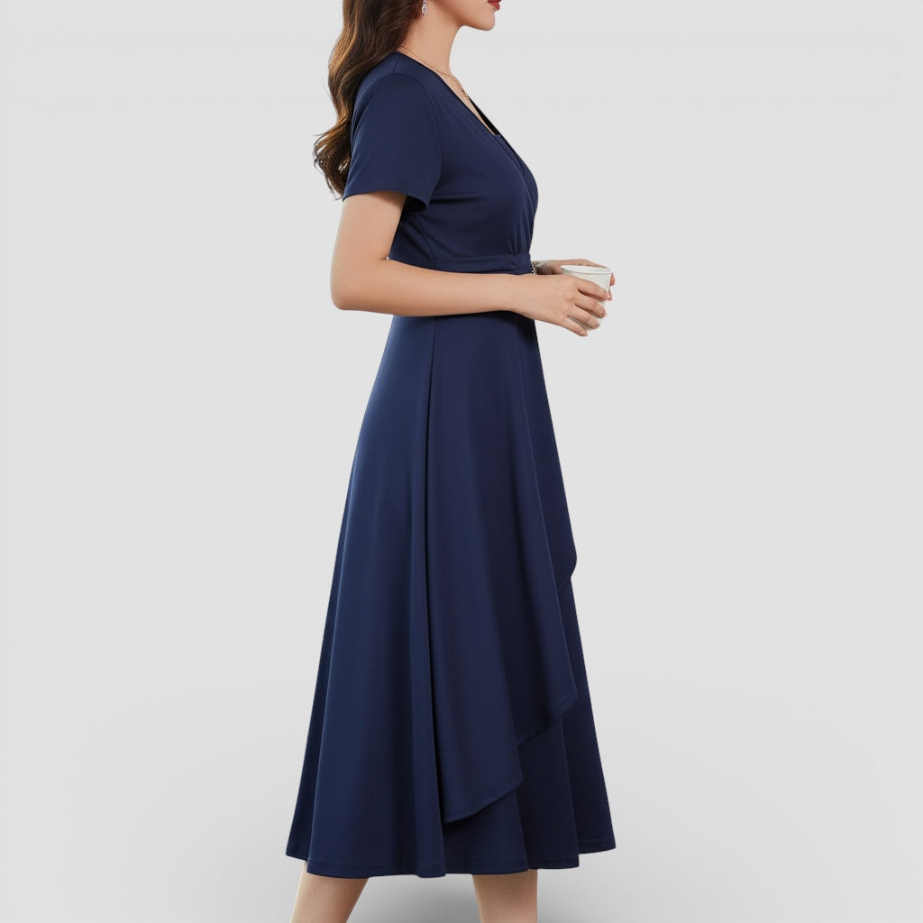 Evermont | Sculpted Tie Waist V-Neck Dress
