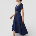 Evermont | Sculpted Tie Waist V-Neck Dress