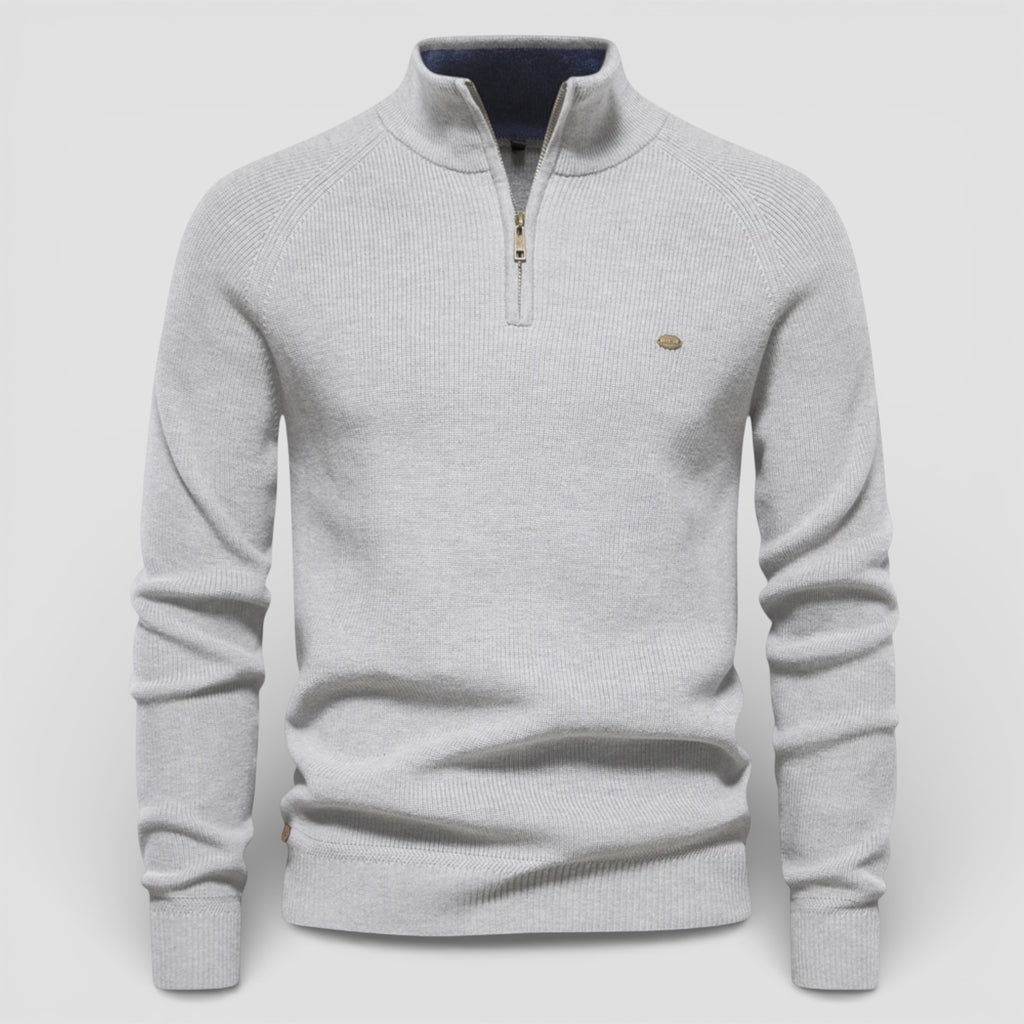 Evermont | Men’s Cotton Zip Sweater Classic Knit Relaxed Fit